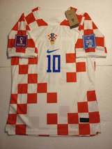 Luka Modric Croatia 2022 World Cup Qatar Match Slim Fit White Home Soccer Jersey - £94.39 GBP