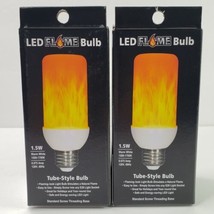 2 LED Flame Bulbs EZ Illuminations Squared Top Tube Style Bulb 1.5W Flaming Fire - £11.98 GBP
