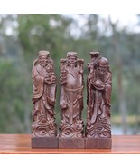 Set of 3 Handcarved Wooden Statues – Fu Lu Shou Chinese Blessing Deities - $962.67 MXN