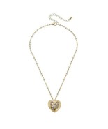 Chain Link Heart Pendant With Crystal Bow Necklace - €15,40 EUR