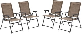 Vicllax 4 Pieces Patio Folding Chairs, Outdoor Portable Dining, Edge-Binding - £144.67 GBP