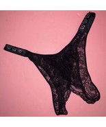 Victoria&#39;s Secret XL PANTY crotchless black LACE butterfly SHINE STRAP - £23.79 GBP