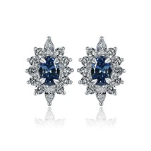 Ovale Labo Grown Diamant Bleu 1.64 Carats Boucles D&#39;Oreilles 14k or Blanc - £1,367.58 GBP