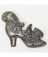 Sterling Silver Repousse High Heel Shoe Pin Brooch Victorian Art 2.25&quot; x... - €23,71 EUR