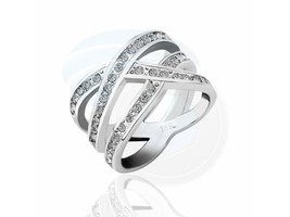 Size7 Ashbury Metal 18K White Gold Plated Rhinestone Crystal Lady Ring - £13.88 GBP