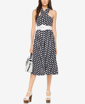 MICHAEL Michael Kors Womens Dot Print Belted Dress, Small Petite, Black/White - £140.51 GBP