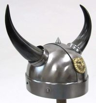 NauticalMart Authentic Reproduction Steel Viking Warrior HelmetHorns and Brass T - £66.25 GBP