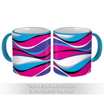 Waves Pattern : Gift Mug Modern Contemporary Home Decor Design Pink Blue - £12.70 GBP