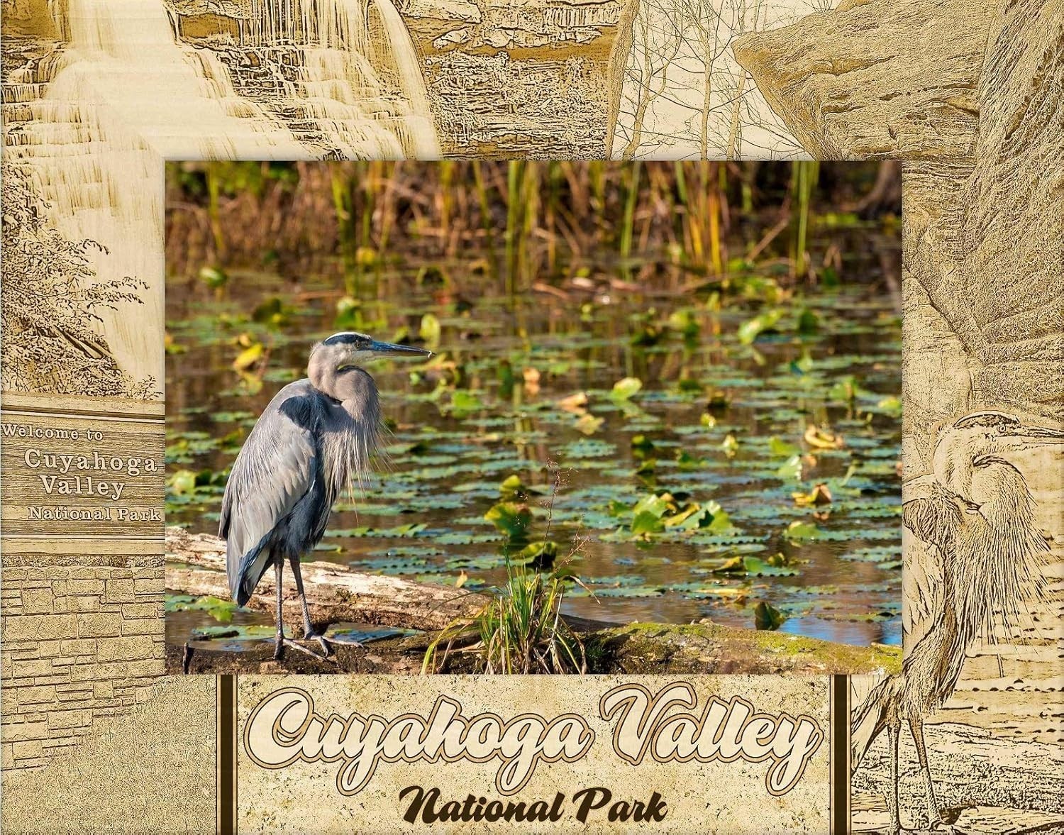 Cuyahoga Valley National Park Laser Engraved Wood Picture Frame Landscap... - $25.99