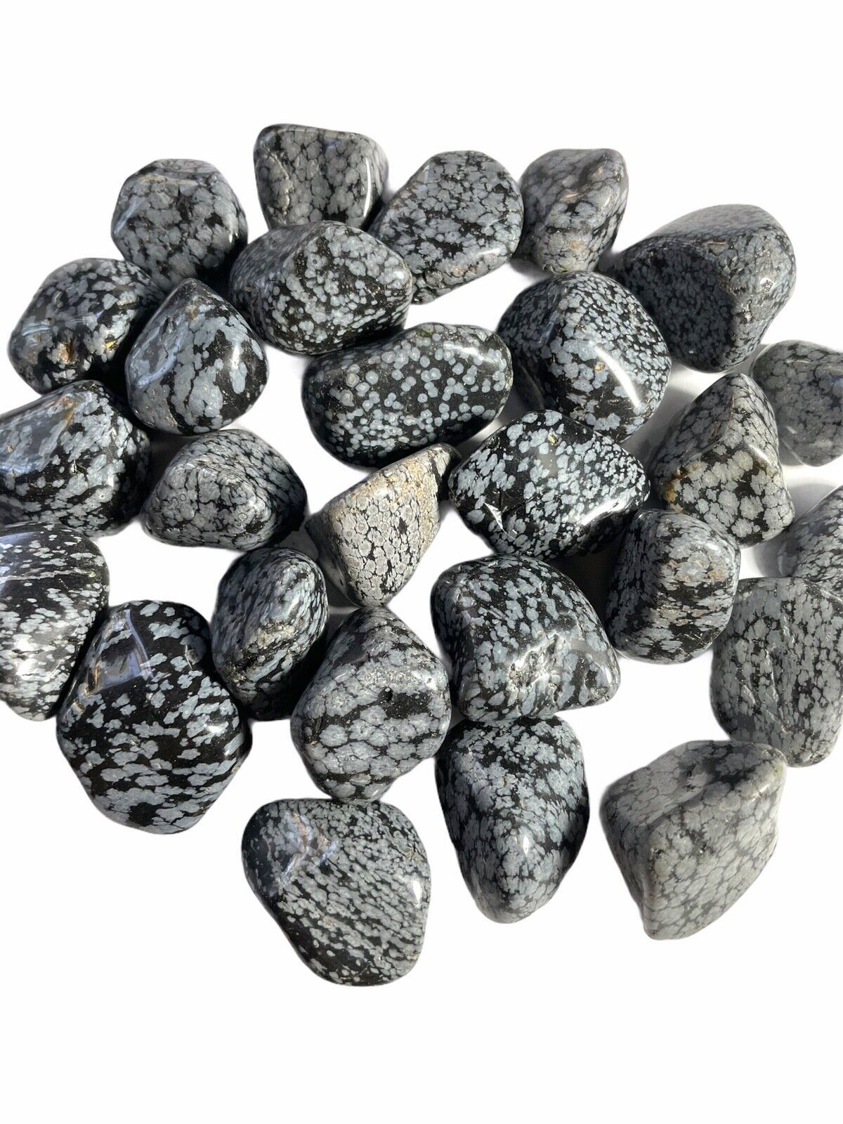 1x Snowflake Obsidian Tumbled Stone 25-30mm Reiki Healing Crystal Past L... - $1.67