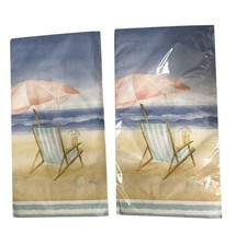 Beach Pink Umbrella Chair Paper Towels Napkins Guest Summer 20 pk Set of 2 - £18.10 GBP