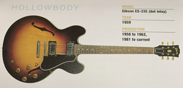 1959 Gibson ES-335 (Dot Inlay) Hollow Body Guitar Fridge Magnet 5.25"x2.75" NEW - £3.06 GBP