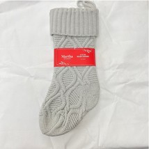 Martha Stewart Gray Knit Christmas Stocking 22&quot; Set of 2 Chunky Cable Knit - $49.44