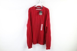 NOS Vintage 90s Streetwear Mens XL Blank Ribbed Knit Hand Framed Sweater Red USA - £71.18 GBP