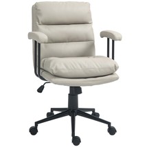 HOMCOM Light Gray PU Leather Office Chair - Adjustable Swivel Padded - $143.99