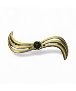 Signed Monet Gold Tone Brooch Faux Onyx Center Classic Vintage Pin - €12,88 EUR