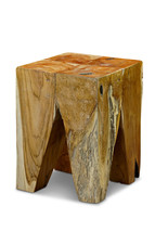 Side Table Wood Teak Table Flower Stand Solid Nightstand Root Wood New - $131.39