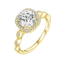 925 Silver Ring 2.0CT Round Cut Cathedral Setting Moissanite Engagement Rings Fo - £58.36 GBP