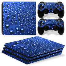 For PS4 PRO Console &amp; 2 Controllers Blue Rain Vinyl Skin Wrap Decal  - £10.39 GBP
