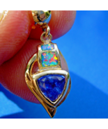 Earth mined Tanzanite Opal Deco Earrings Handmade Solid 14k Gold Dangles... - $4,181.13 CAD