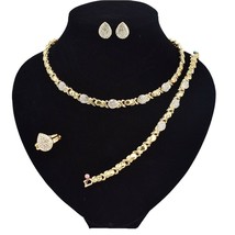 HUGS &amp;KISSES xo set necklace bracelet earrings ring 18k Layered real gol... - $29.02