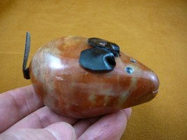 (Y-MOU-401) little red tan MOUSE carving gem FIGURINE SOAPSTONE PERU pet... - $18.93