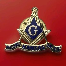 Masons Kansas Unity Compass Square Secret Society G Vintage Pin Button P... - £7.68 GBP