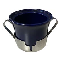 Vintage Dansk IHQ Cobalt Blue Glass Mini Pot with Metal Holder France - €21,51 EUR