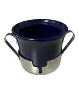 Vintage Dansk IHQ Cobalt Blue Glass Mini Pot with Metal Holder France - €21,48 EUR