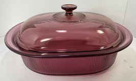 Vintage Corning Ware Vision 4 QT Covered Roasting Pan, Casserole - Cranberry - £21.95 GBP