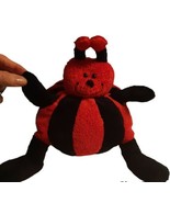 11&quot; Ladybug Plush Stuffed Animal Red Black Striped Spotted Smile - £11.69 GBP