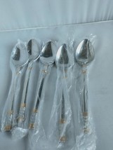 5pcs Wallace Corsica 18/10 Place Spoons Gold Highlights Nos - £28.46 GBP