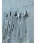 5pcs WALLACE CORSICA 18/10 Place Spoons Gold Highlights NOS - £28.67 GBP