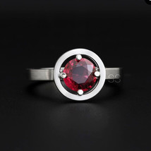 Dainty January Birthstone Ring Real Garnet Gemstone Solid 925 Silver Ring - £46.36 GBP