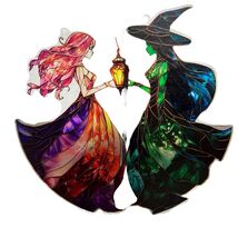 Elphaba and Glinda Wicked Wizard of Oz Movie Fans Stained Glass Decor Su... - $239.09 MXN