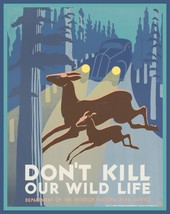 13709.Decor Poster print.Room Wall art design.Don&#39;t kill our wild life.Deers - £12.87 GBP+