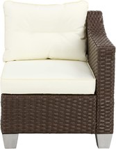 LOKATSE HOME Outdoor Wicker Sofa Patio Rattan Furniture Left Armrest, Beige - £124.66 GBP