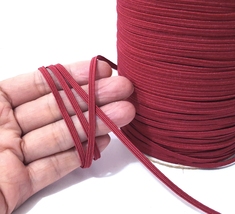 1/8&quot; 3mm wide 5yds - 100yds Dark Red Vintage Thin Narrow Flat Elastic Band EB70 - £4.69 GBP+