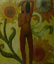 Caribbean woman with sunflowers - Gauguin - Framed Picture 11 x 14 - £25.97 GBP