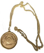 AA Medallion Sobriety Chip Holder 24" Necklace 18k Gold Plated Sober Gift - $11.87