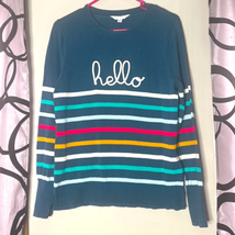 Time and Tru M shirt HELLO Sweater Navy Stripe - £7.81 GBP