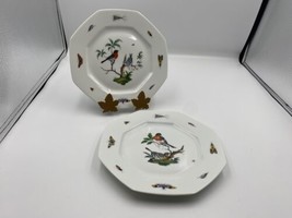 Pair Ceralene Raynaud Limoges France LES OISEAUX Octagonal Dessert Plates #1 &amp; 3 - £157.26 GBP