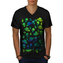 Alien UFO Sublime Fantasy Shirt Green Man Men V-Neck T-shirt - £10.21 GBP