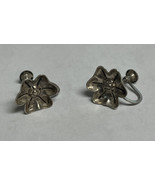 Sterling Cherry Blossom Flower Screwback Earrings Sterling Silver Clip On - $33.85 CAD