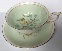 Gorgeous Paragon Light Green  Tea Cup And Saucer Floating Flowers Bone China - £23.12 GBP