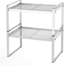 2Pcs Stackable Storage Rack Organization Shelves For Kitchen Counter Silver - $33.99