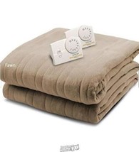 Biddeford Blankets Comfort Knit Electric Heated Blanket with Analog Tan - £109.15 GBP