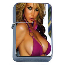 Australian Bikini Model D7 Flip Top Oil Lighter Wind Resistant Flame Sexy Silver - £11.79 GBP