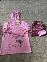 Hello Kitty Women 2 Pc Pajama Set Pink Hoodie Fleece Joggers Size Large ... - $21.49
