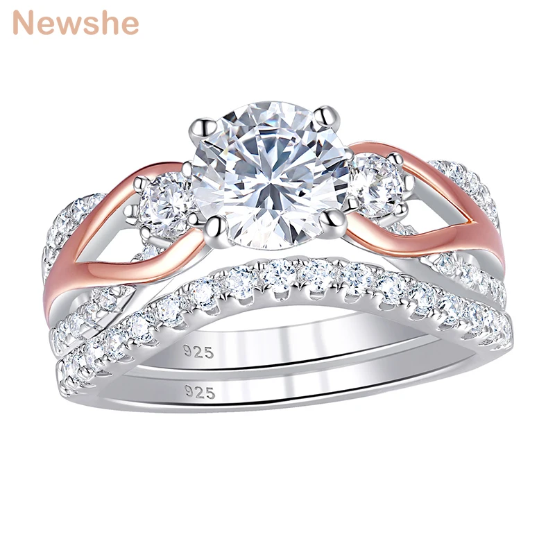 Romantic Bridal Set Wedding Engagement Rings For Women Solid 925 Sterling Silver - £57.96 GBP